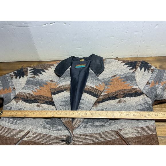 Vintage Pioneer Wear Wool Blend Southwestern Tribal Aztec Coat Jacket Womens XL - Picture 10 of 13